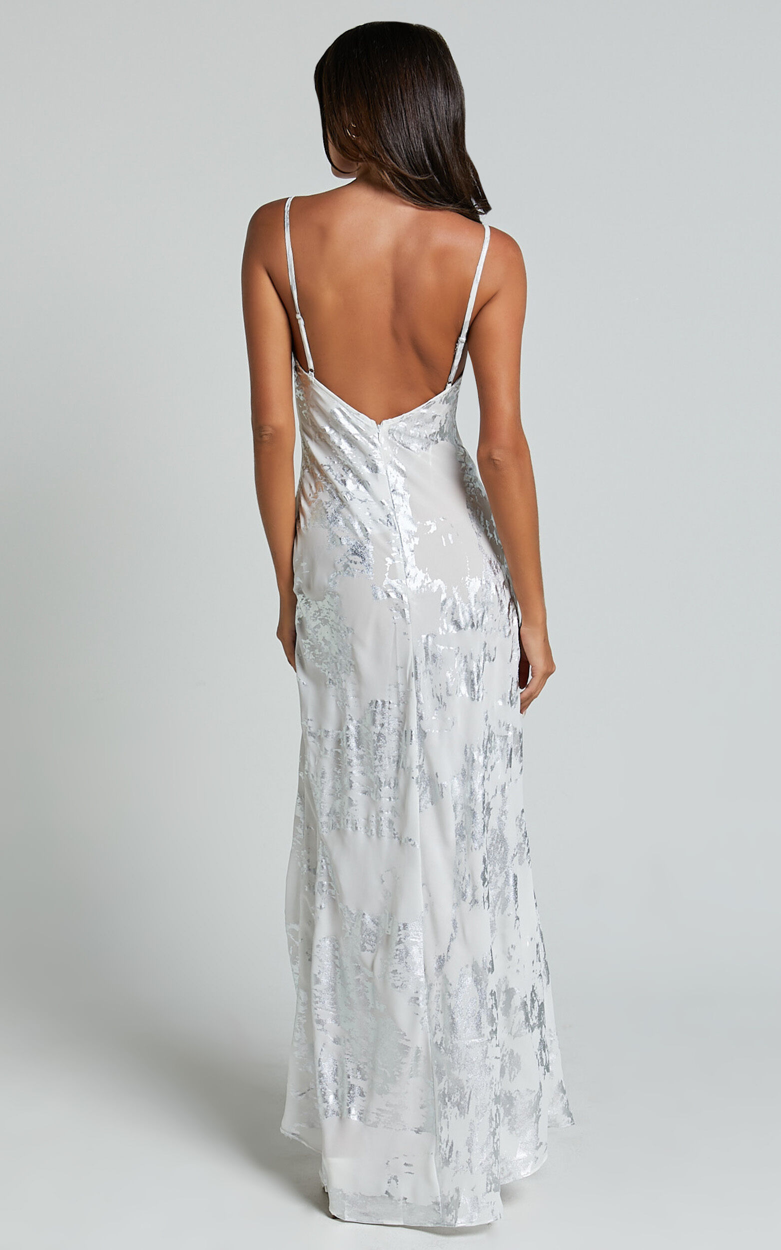 White and silver maxi dress outlet