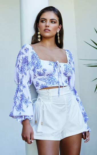 Hermilisa Shorts - Tie Side Shorts in White