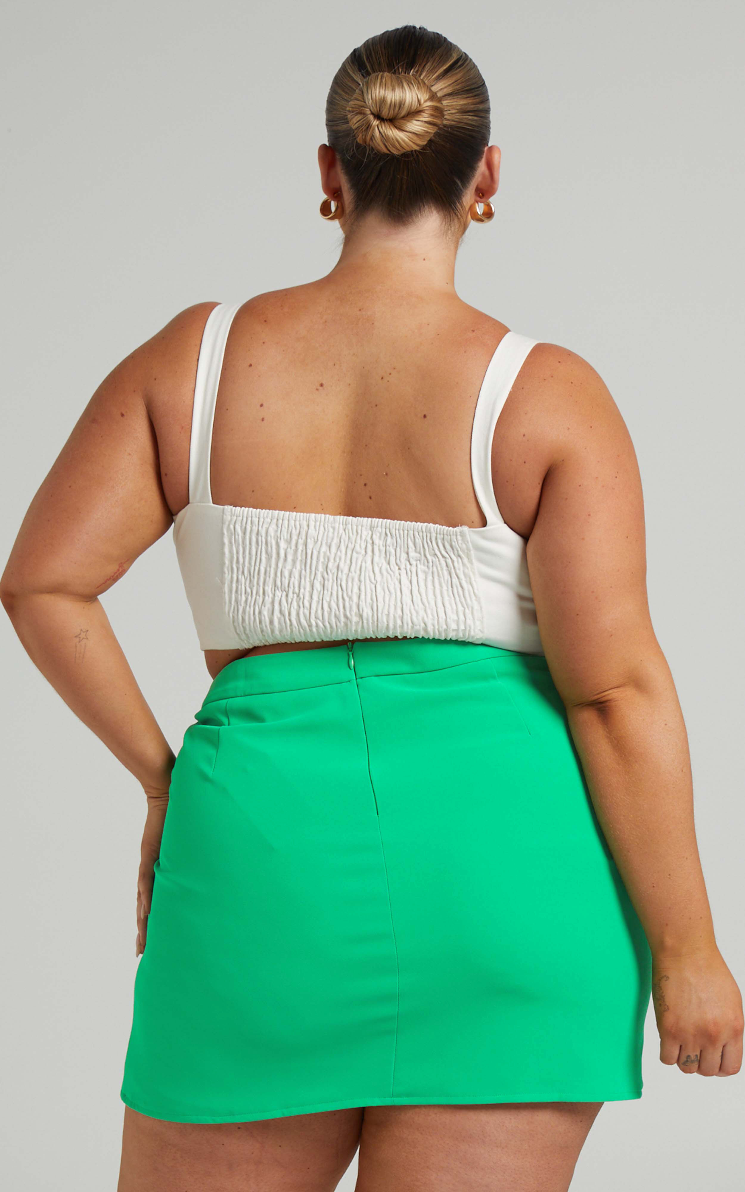 Evelenna Mini Skirt High Waisted Split Skirt in Green Showpo USA