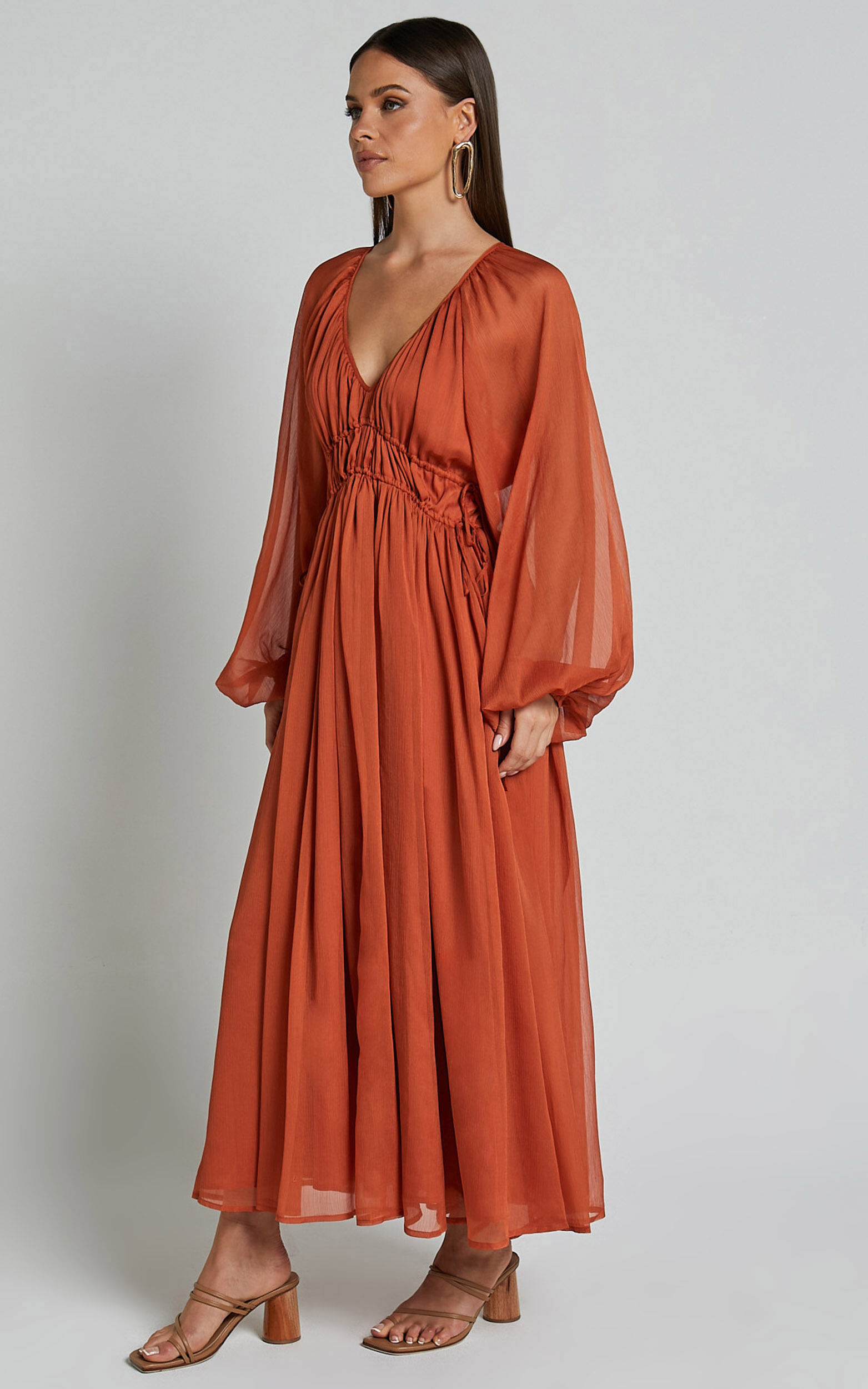 Long sleeve rust maxi dress 2025