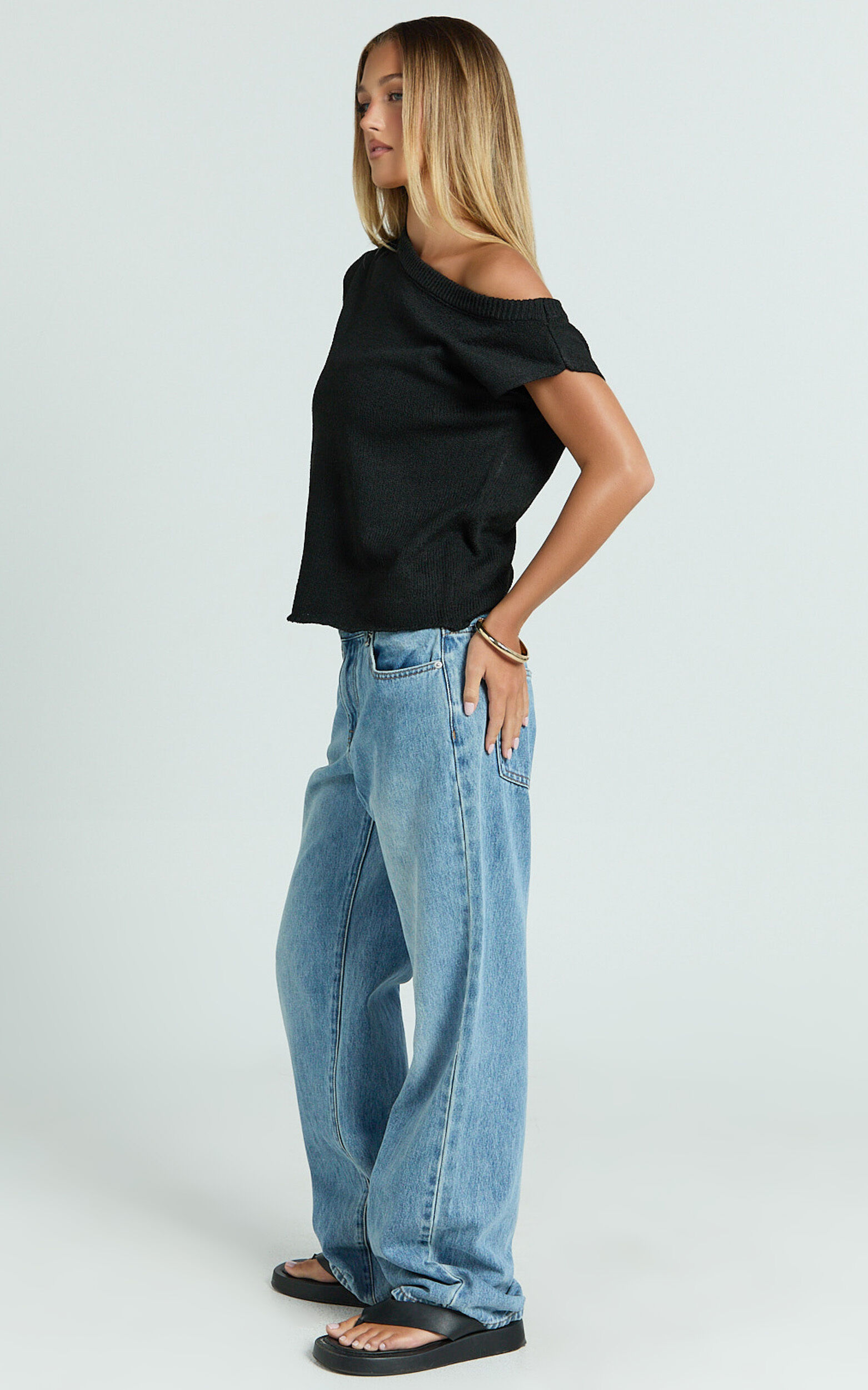 Marilou Top - Knit Off Shoulder Top in Black | Showpo