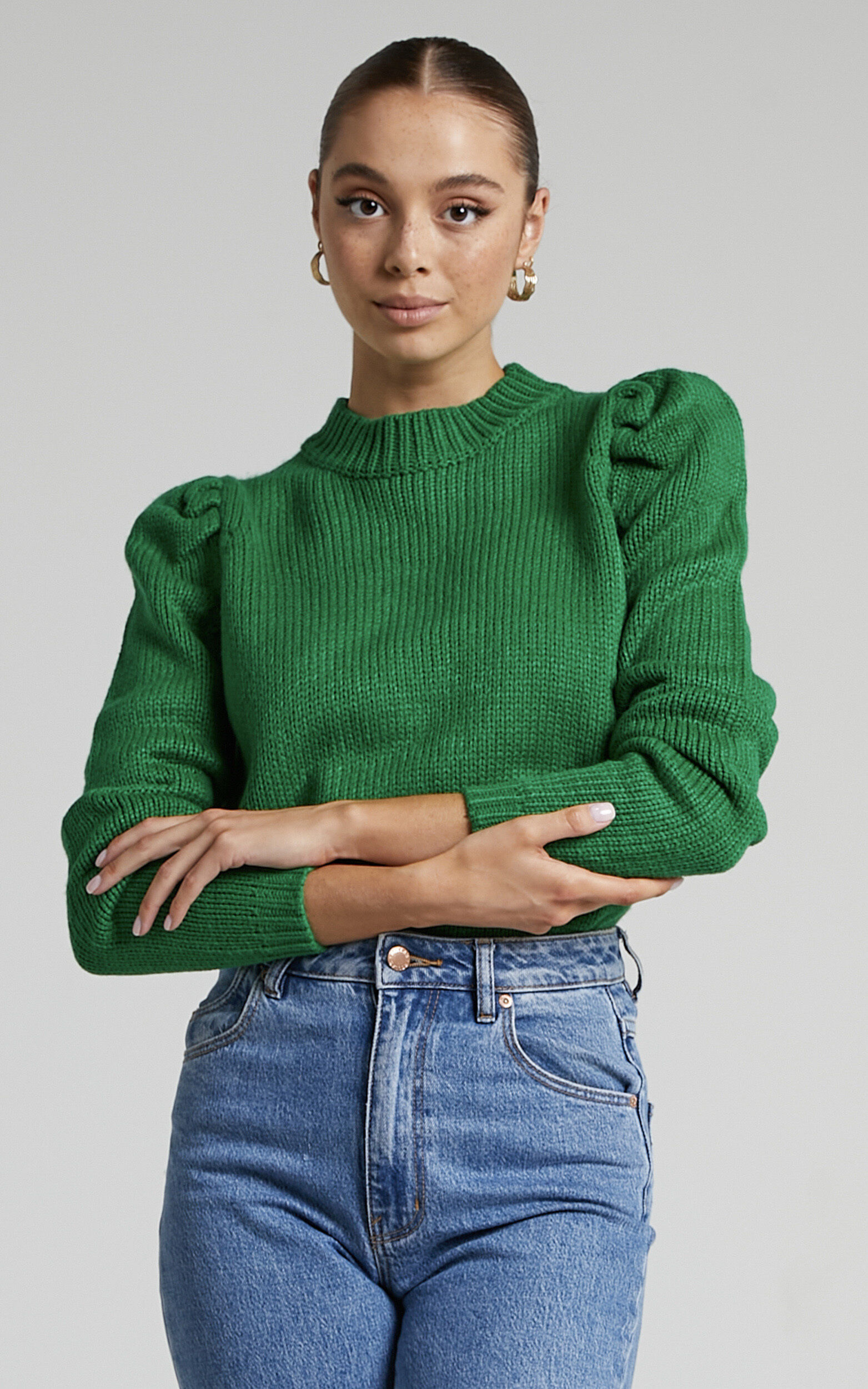 Green balloon hotsell sleeve jumper