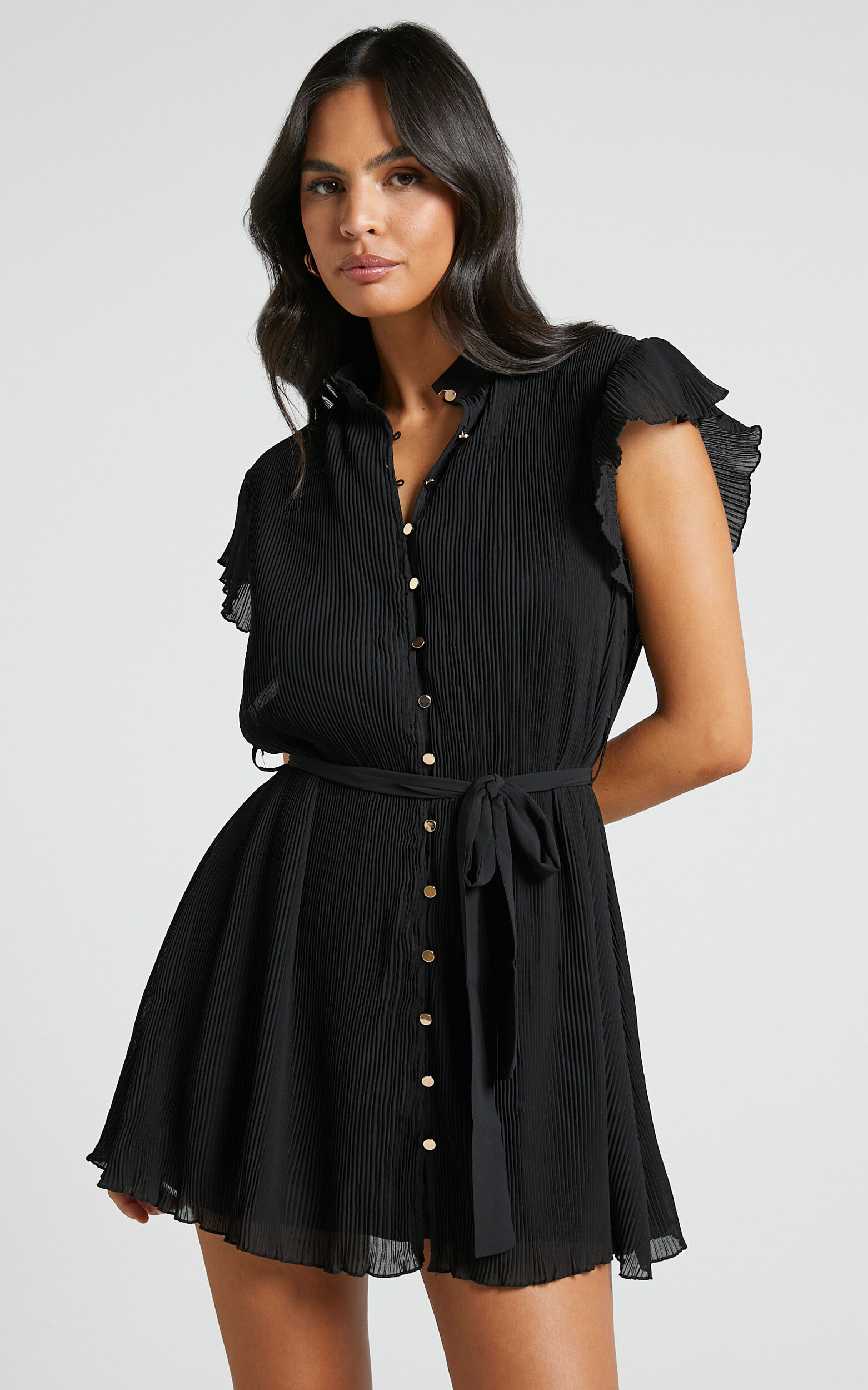 Black button up deals mini dress
