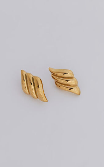 Becky Earrings Asymmetric Croissant in Gold No Brand Sale