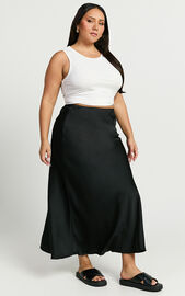 Amari Maxi Skirt - High Waisted Bias Cut Skirt in Black | Showpo USA