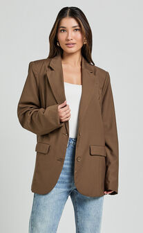 Izara Blazer - Oversized Boyfriend Fit Blazer in Oak