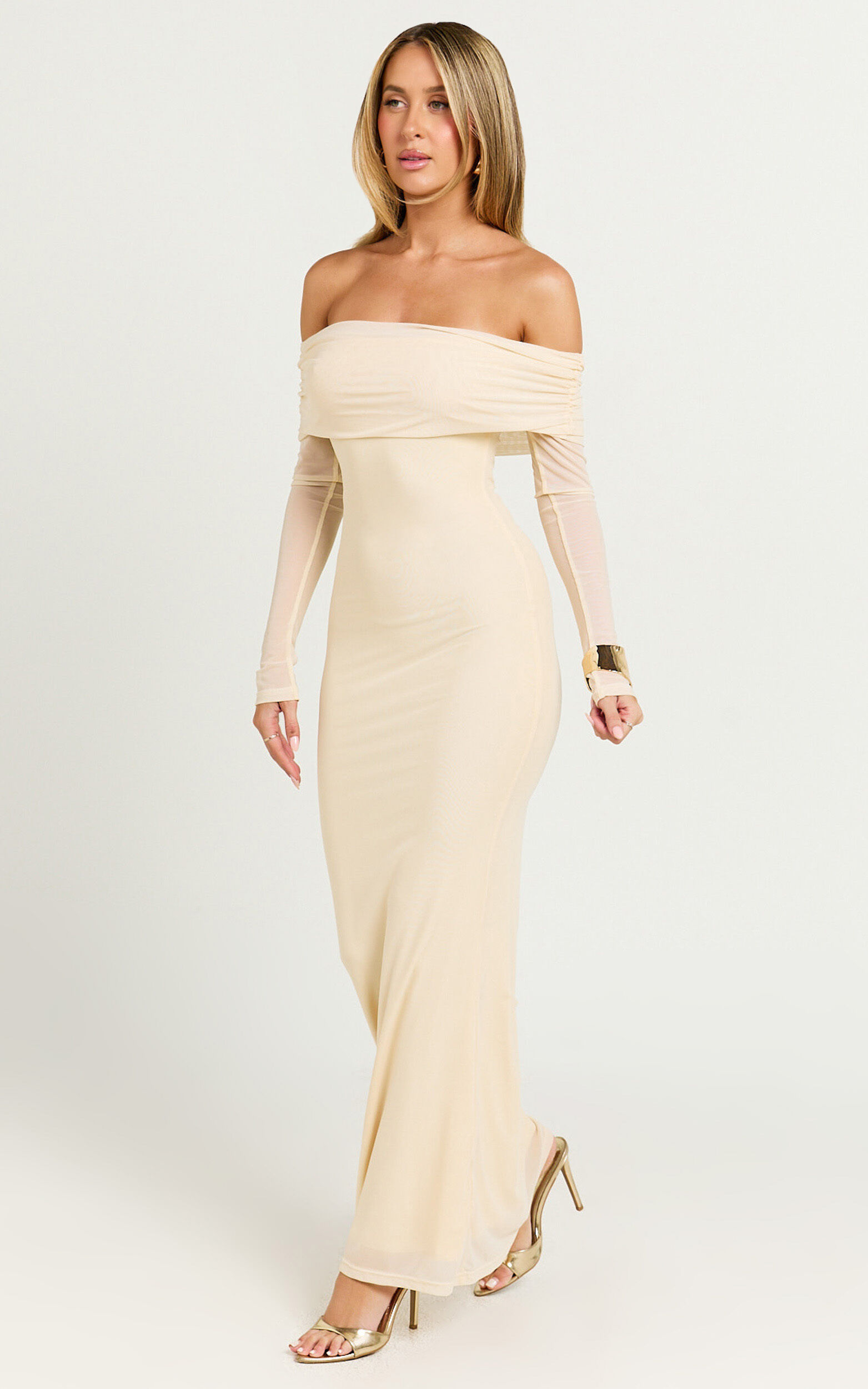 【海外限定】GinaBacconi ドレス☆Sadie Off The Shoulder Maxi Sadie Off The Shoulder Maxi Dress With Trim – Gina Bacconi