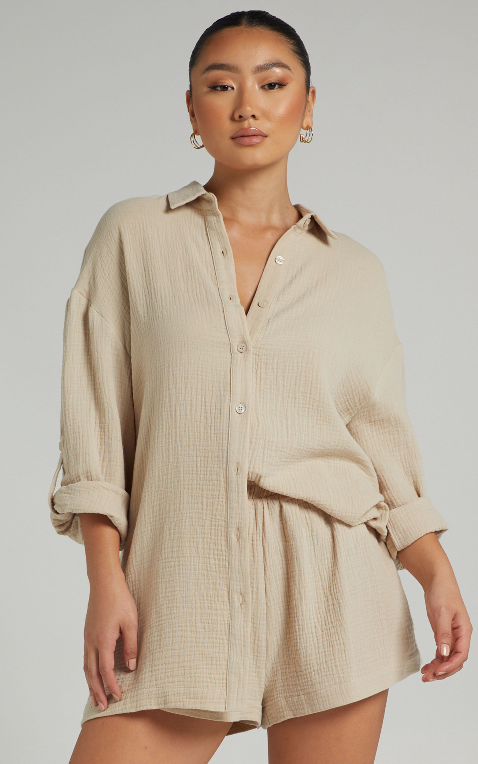 Ronaele Shirt - Collared Basic Shirt in Neutral - 04, NEU1
