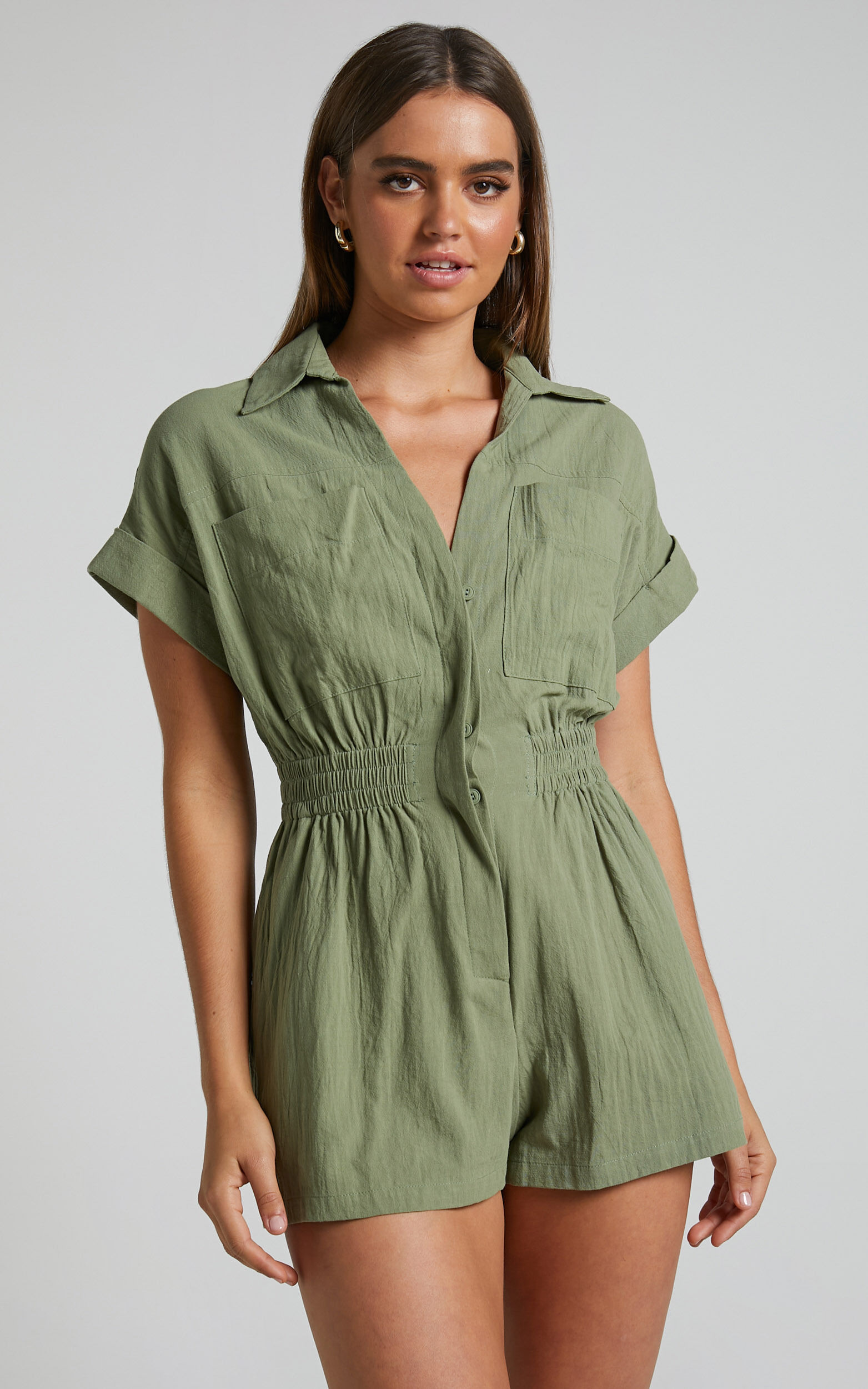 Khaki utility playsuit shop