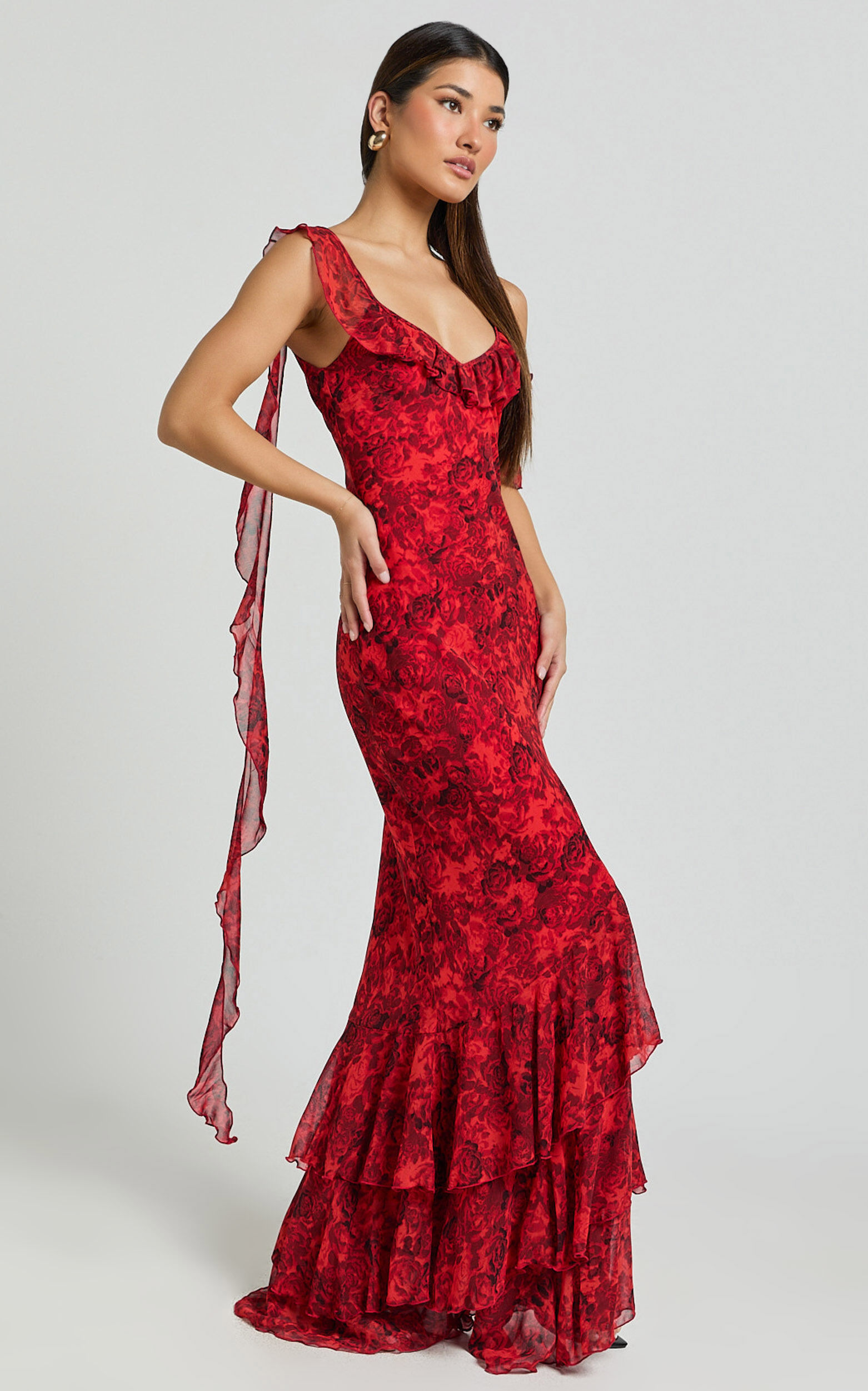 Red rose print dress 2025