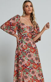 Amalie The Label - Catalina Linen Blend Sweetheart Balloon Sleeve Midi ...