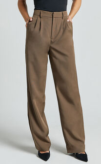 Lorcan Pants - High Waisted Tailored Pants in Olive