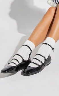 Therapy - Odile Mary Jane Flat Shoes in Black Patent