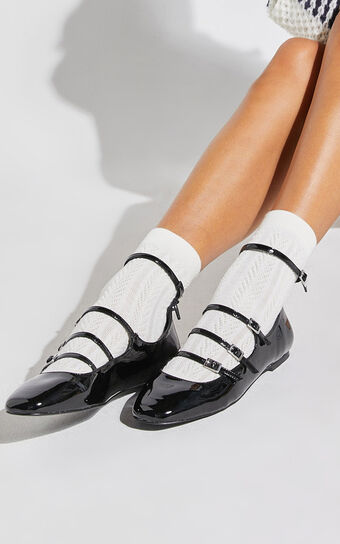 Therapy - Odile Mary Jane Flat Shoes in Black Patent