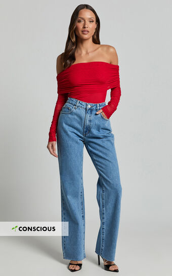 Dexter Jeans - High Waisted Straight Leg Denim Jeans in Blue