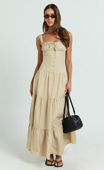 Lioness - Heart Shaped Maxi Dress in Deep Wheat