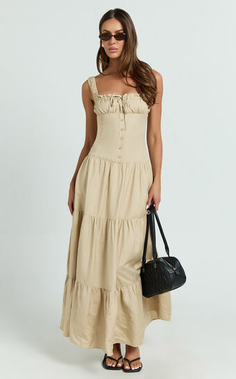 Lioness - Heart Shaped Maxi Dress in Deep Wheat