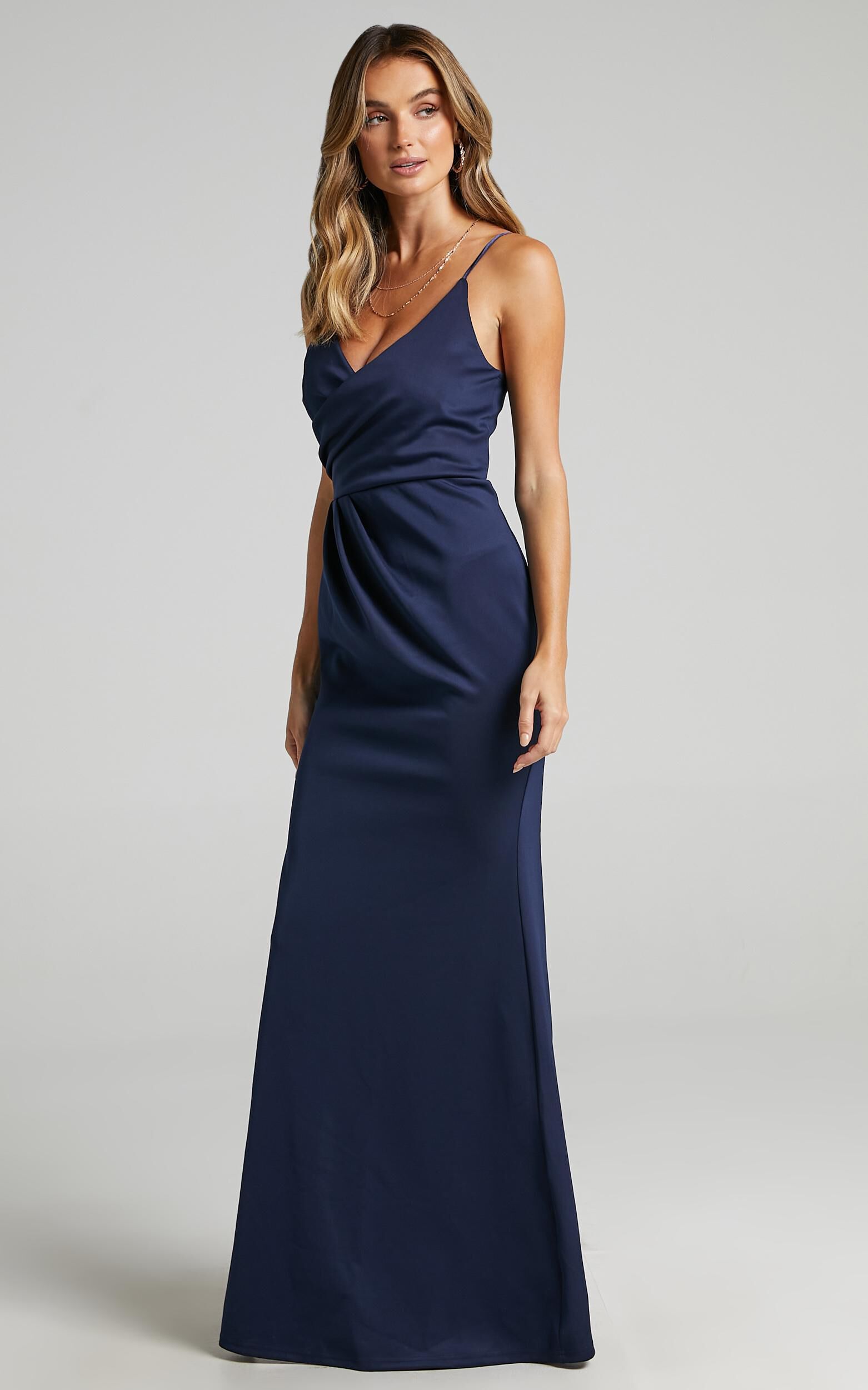 Linking Love Thigh Split Maxi Dress In Navy Showpo