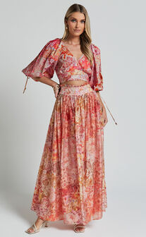 Amalie The Label - Valentina Paper Bag Gathered Waist Maxi Skirt in Morocco Print