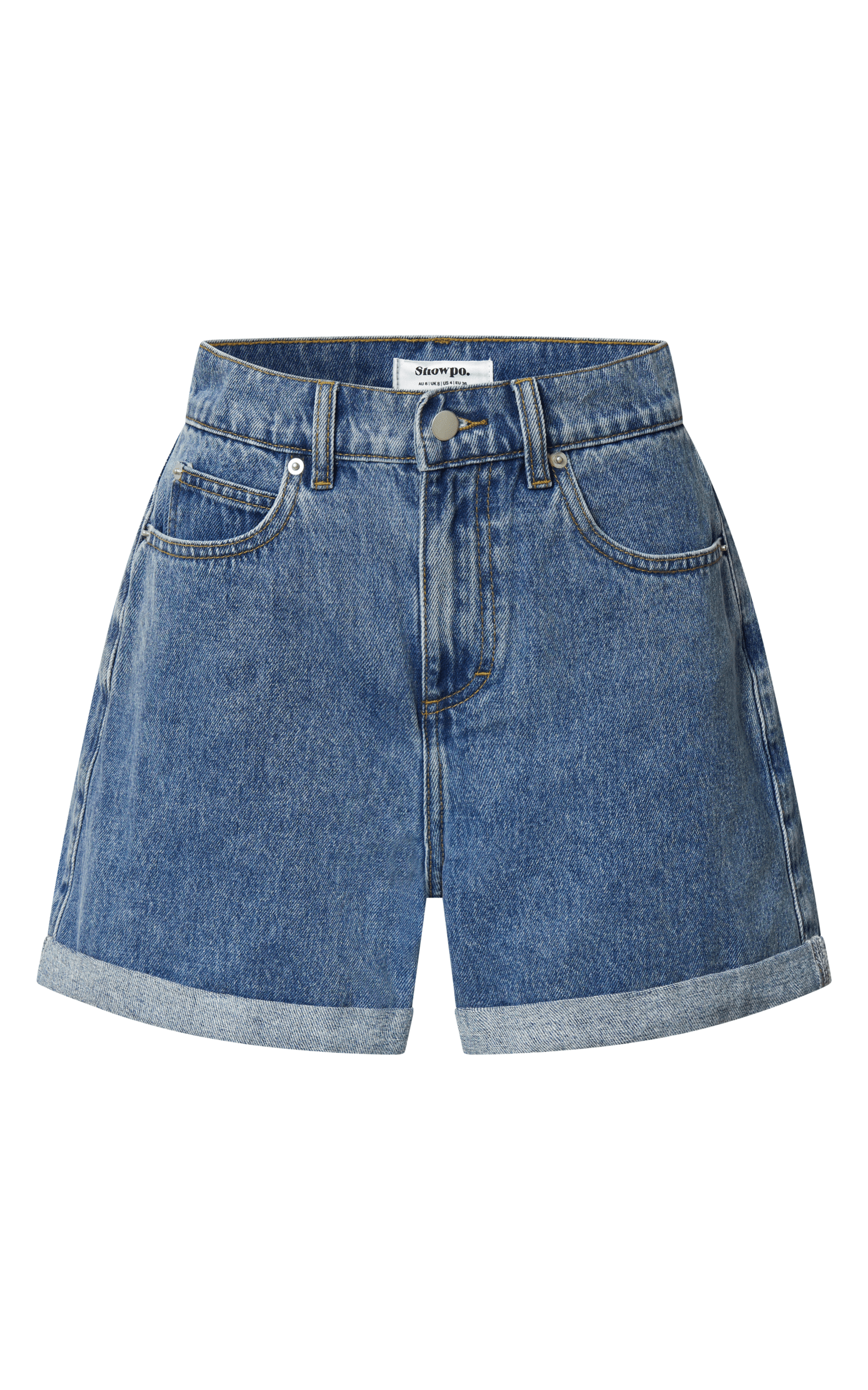 High rise cuffed denim shorts clearance