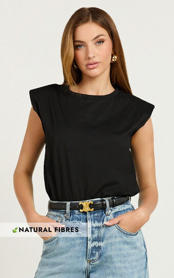 Baylor Tee - Crew Neck Sleeveless in Black