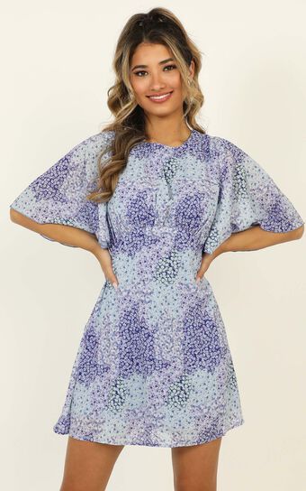 Cheers To Us Dress In Blue Floral