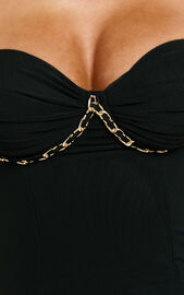 Chenna Midi Dress - Sweetheart Chain Detail Dress in Black | Showpo USA