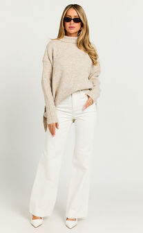 Luella Jumper - Oversized Turtle Neck Jumper in Oatmeal