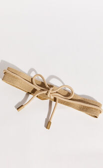 Lilibeth Belt - Wide Rattan Tie Up Detail Waist Belt in Natural