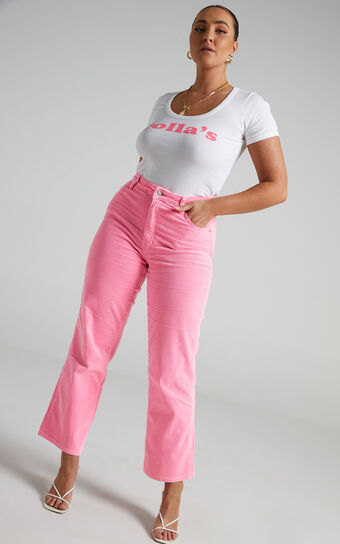Rolla's - Original Straight Pants in Pink Cordial Cord