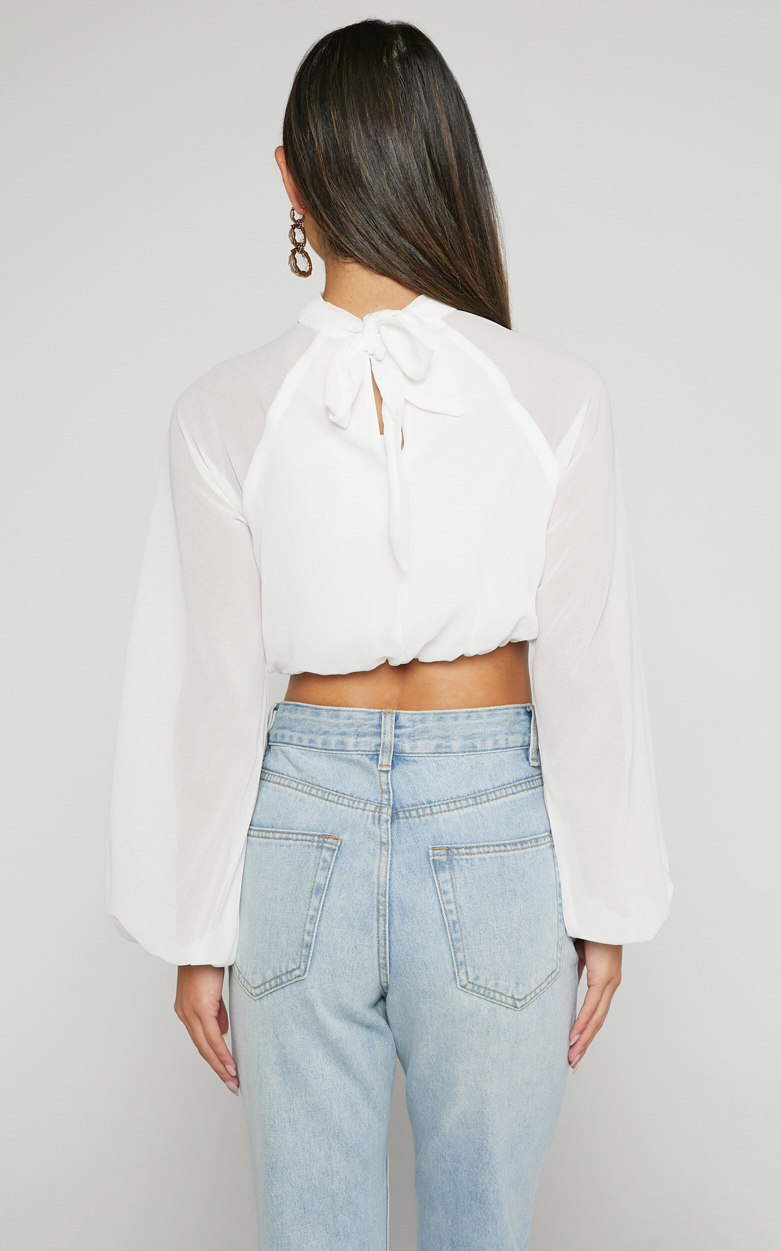 White blouse sheer clearance sleeves