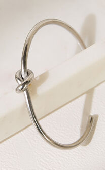Gladys Bracelet - Thin Band Knot Detail Bracelet in Silver