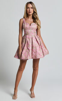 Hayley Mini Dress - Sweetheart Fit and Flare Dress in Pink
