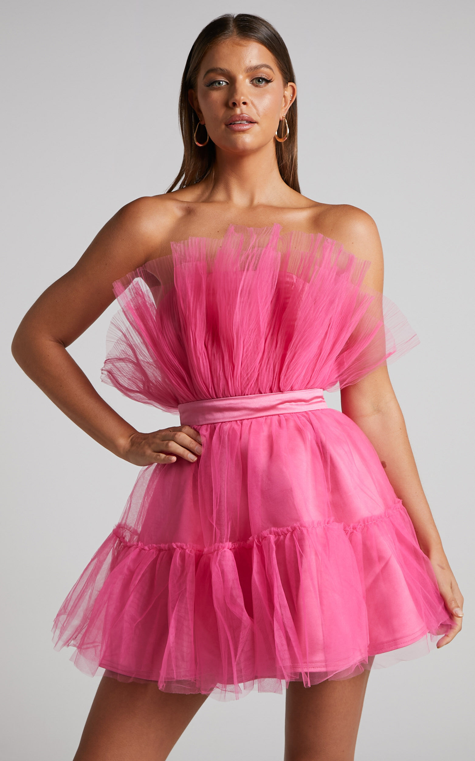 12+ Pink Tiered Mini Dress