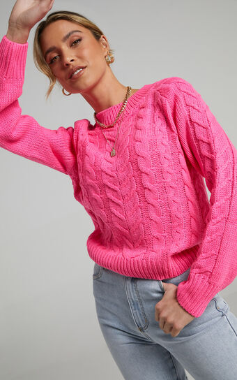 Duffy Knit Jumper in Hot Pink