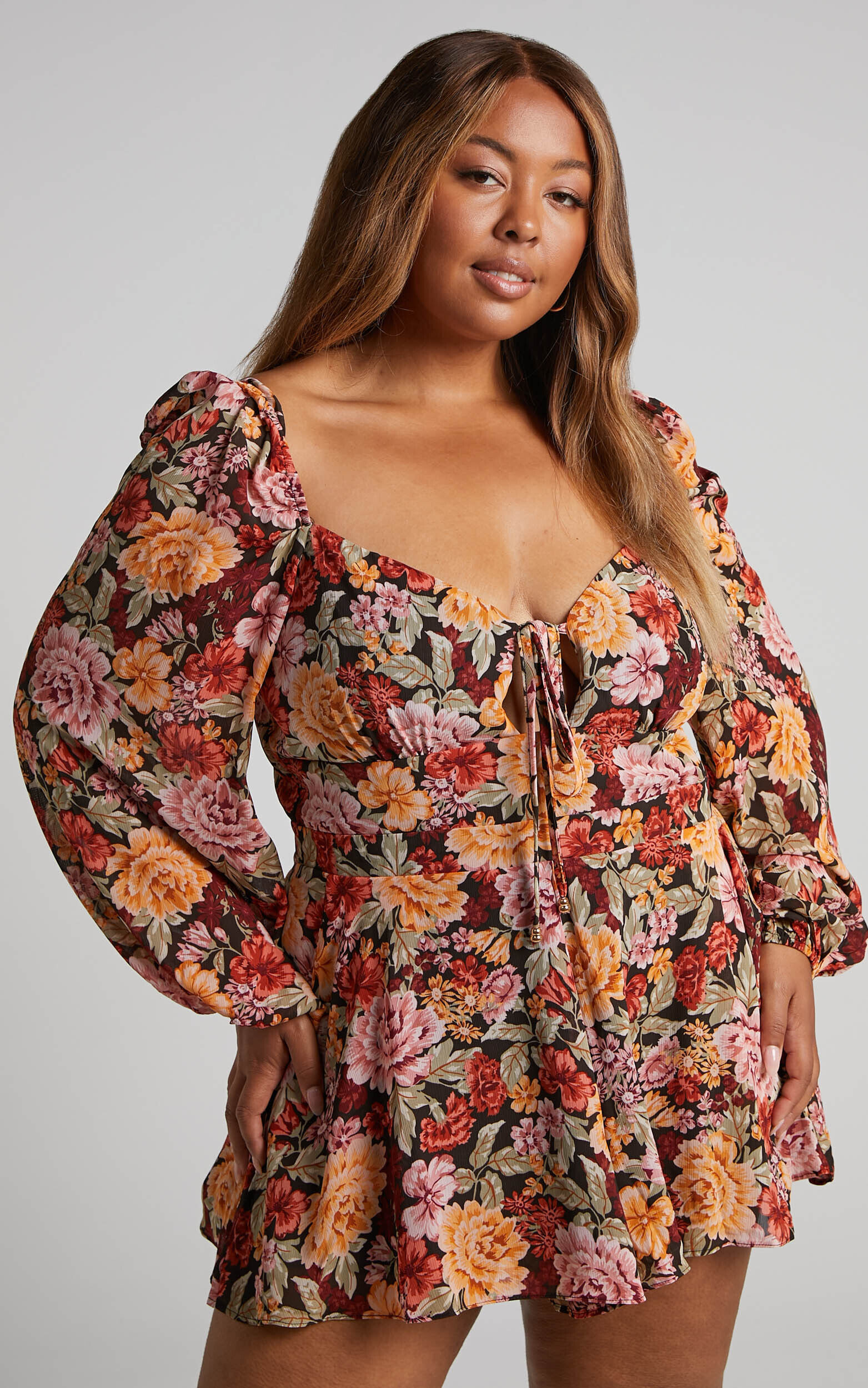 Lorie Playsuit Long Sleeve Sweetheart Playsuit in Boheme Floral