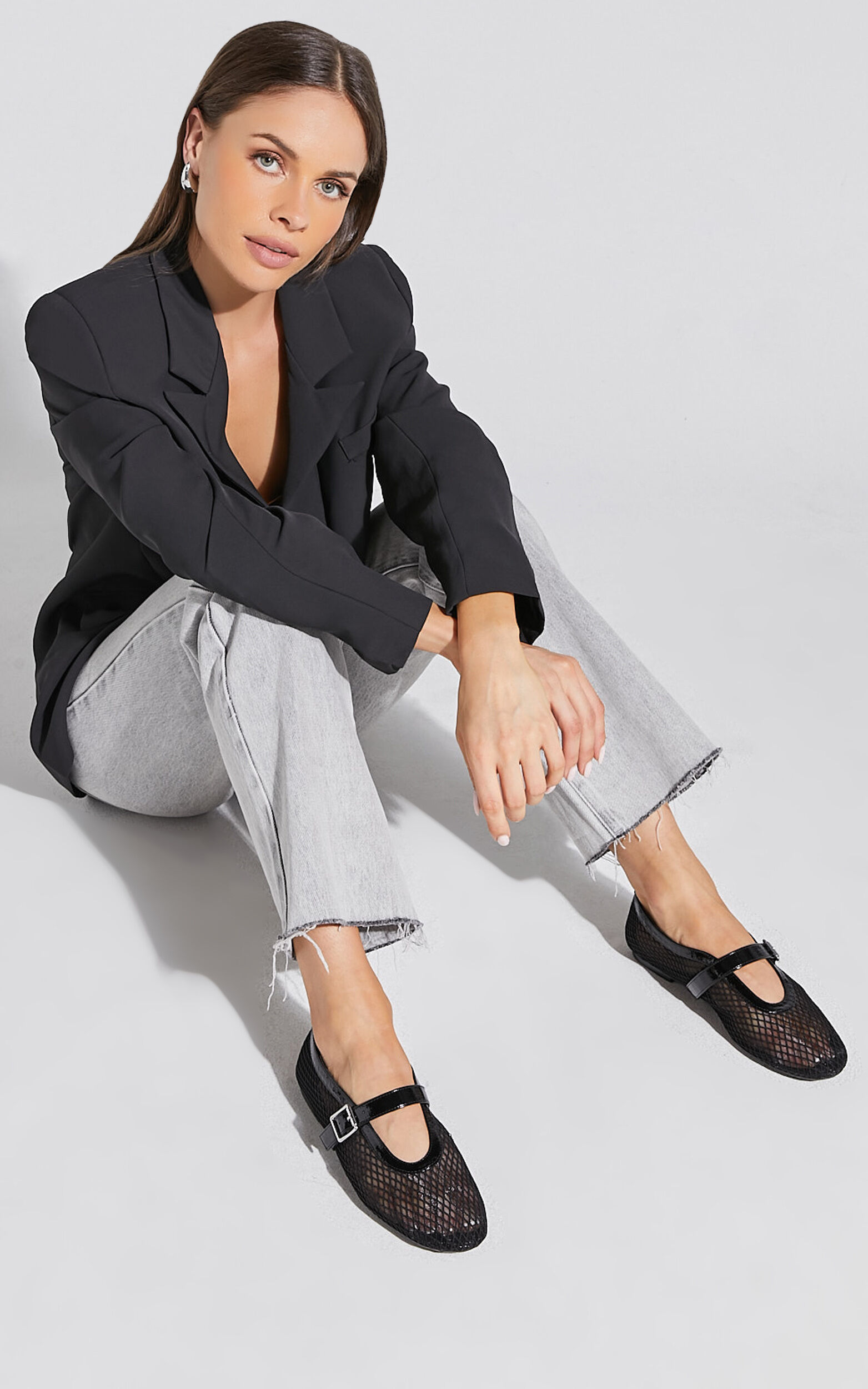 Therapy Addie Mesh Ballet Flats in Black Patent Showpo