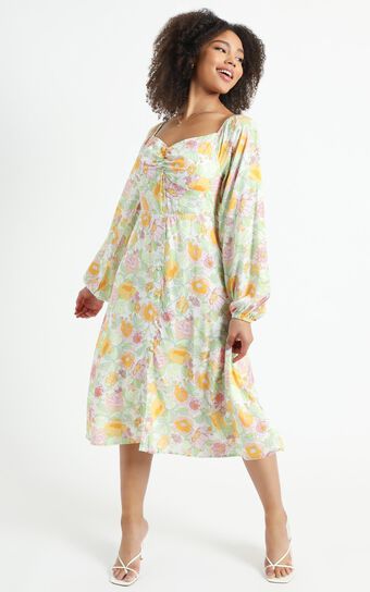 Erinia Dress in Linear Floral