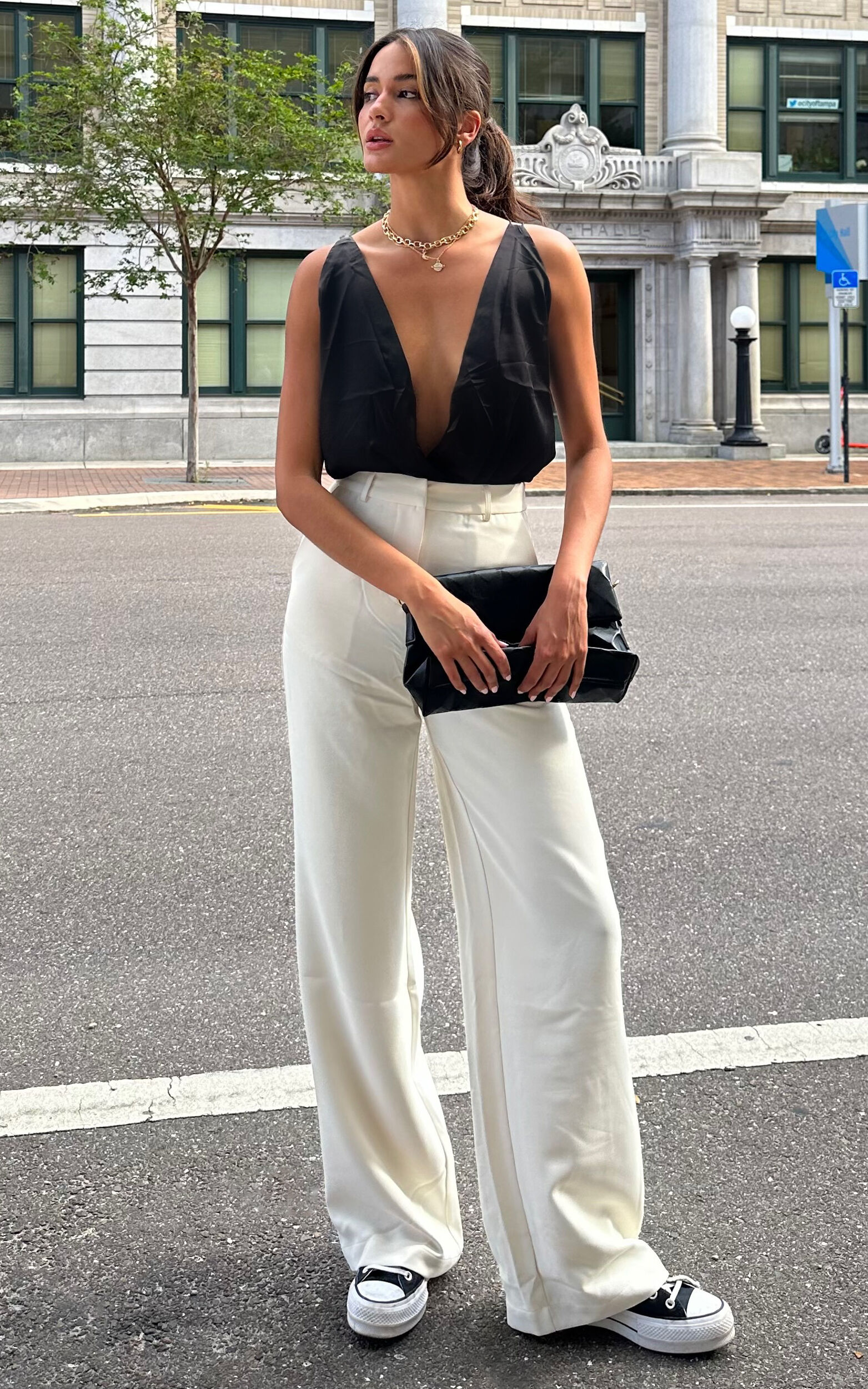 Tailored wide cheap leg pants