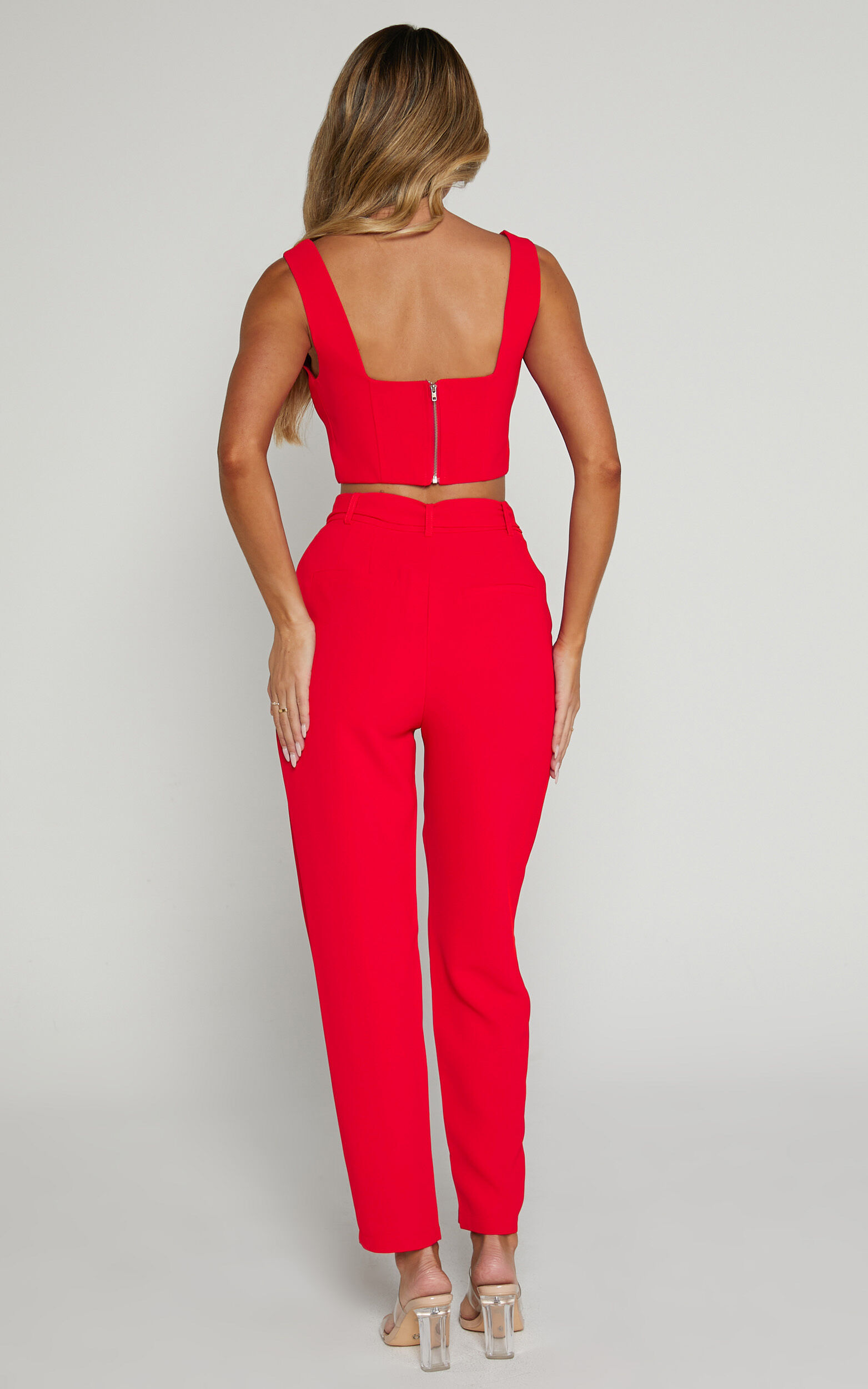 Two piece red jumpsuit cheap