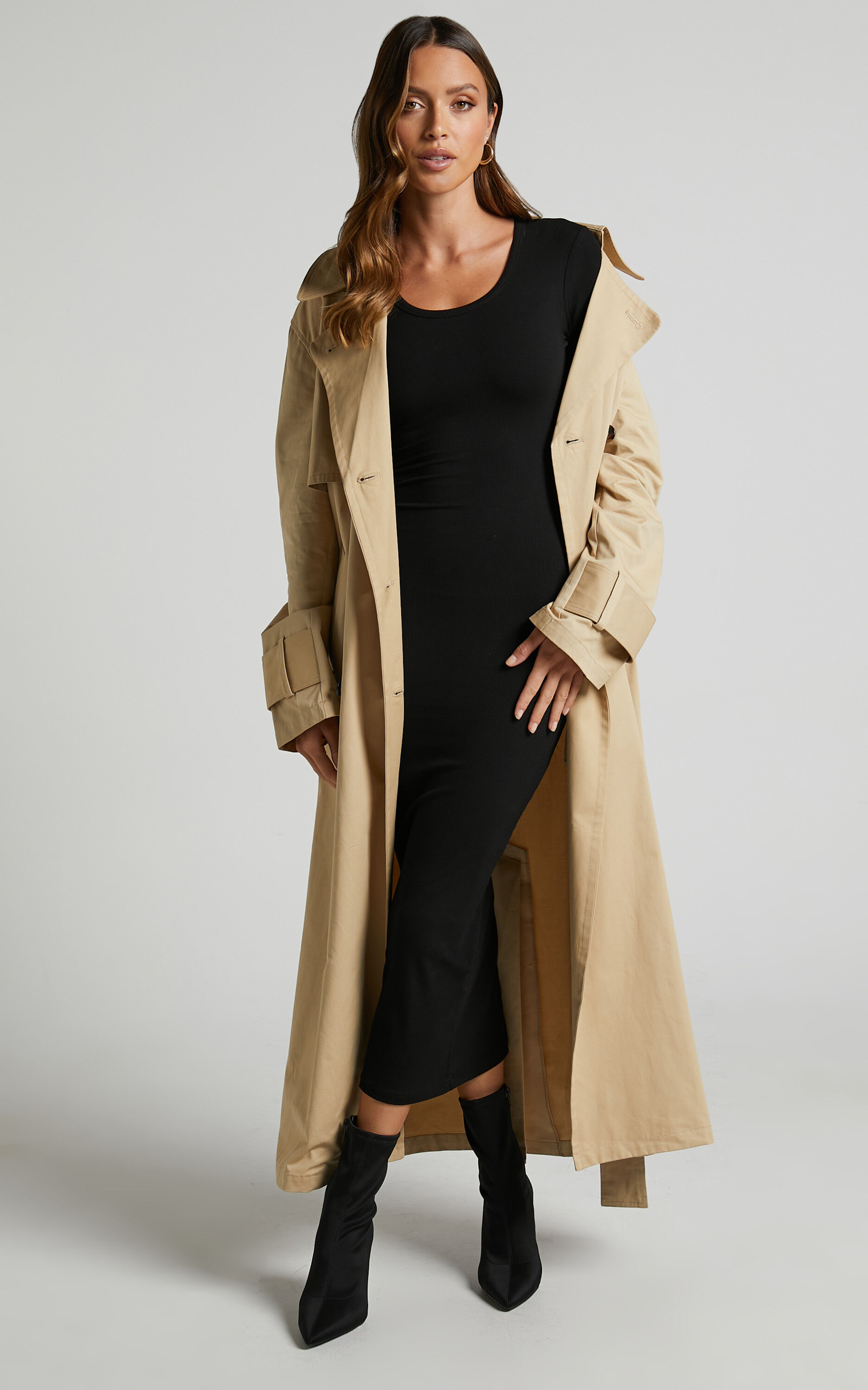Hawkins Midi Dress Long Sleeve Bodycon Dress in Black Showpo USA