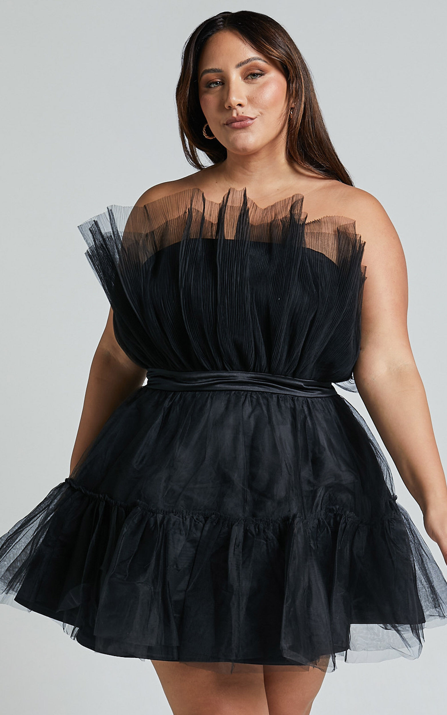 Short black tulle dress cheap