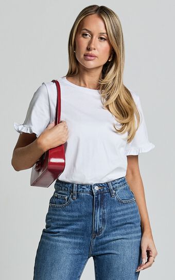 Closer To Home Tee - Ruffle Sleeve Tee in White