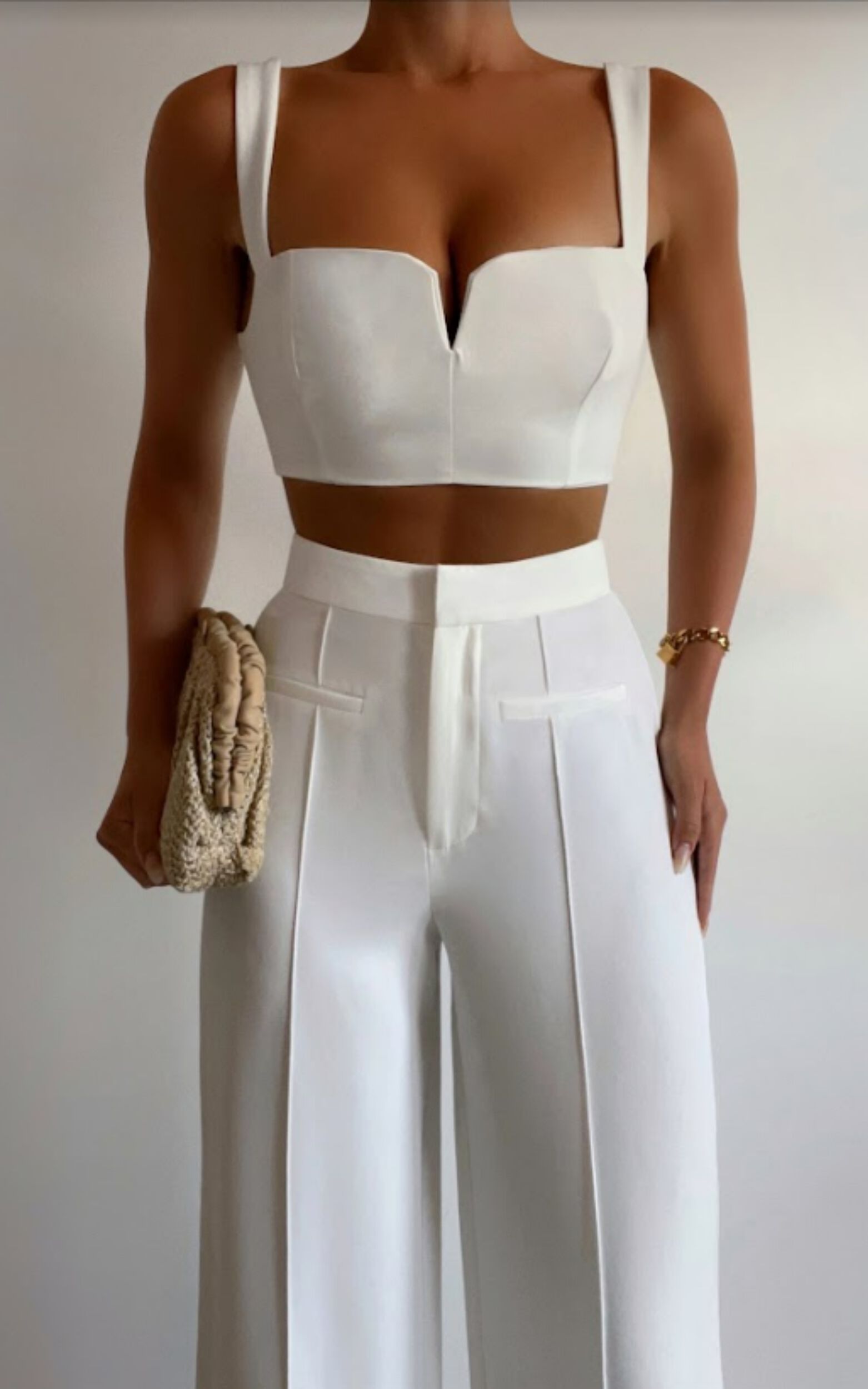 Flowy pants and crop top discount