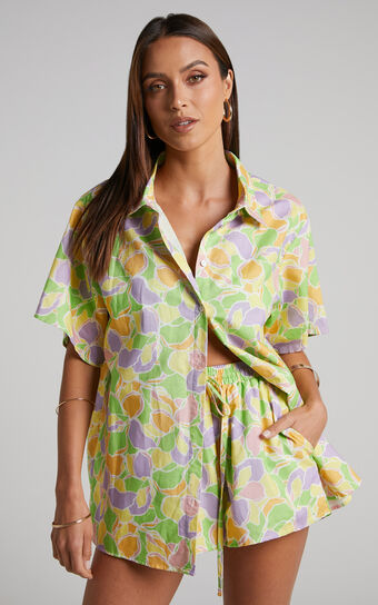 Fresca Two Piece Set - Button Up Shirt and Shorts in Fresca Print