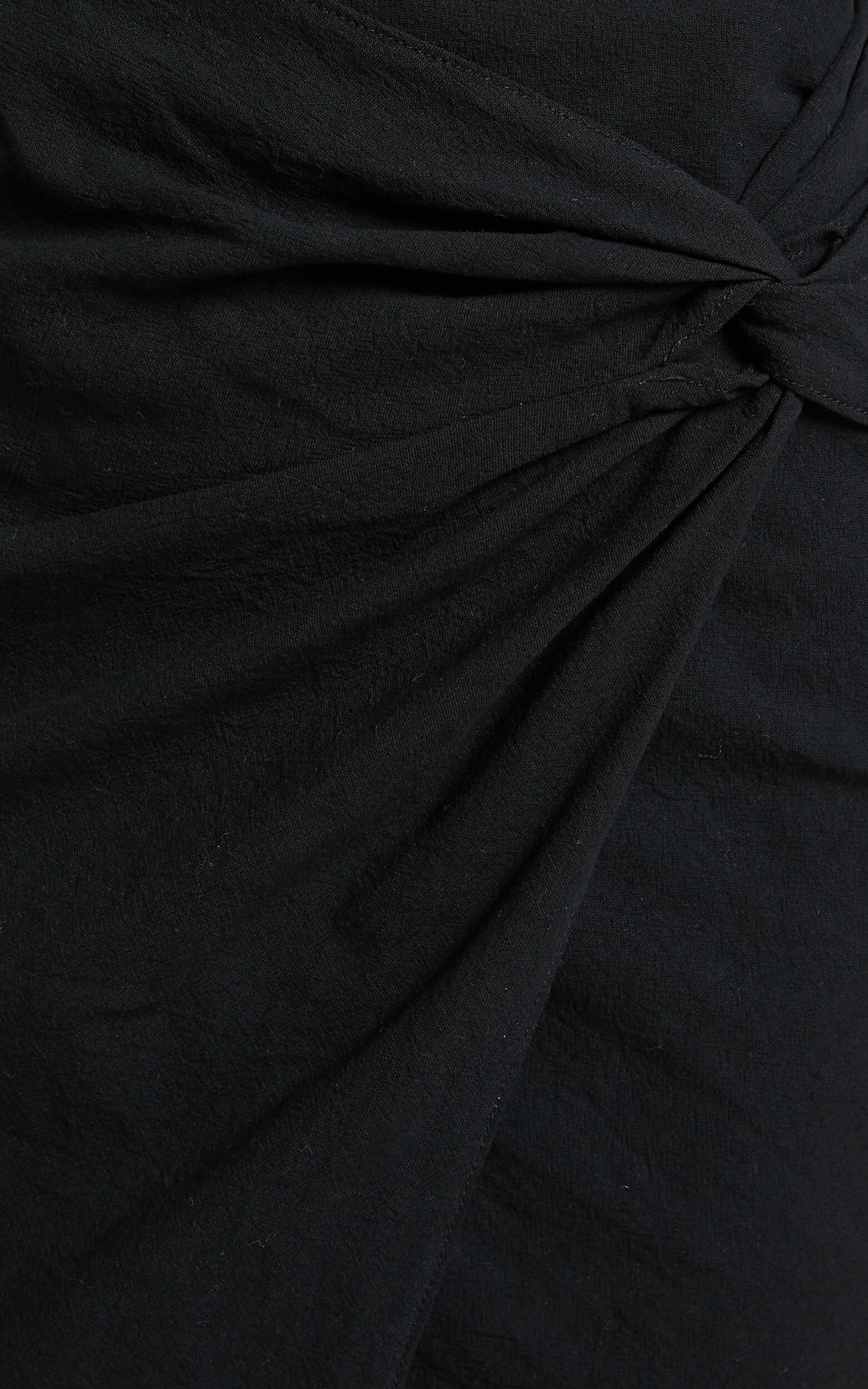Kiandra Mini Skirt - Linen Look Twist Front Skirt in Black | Showpo