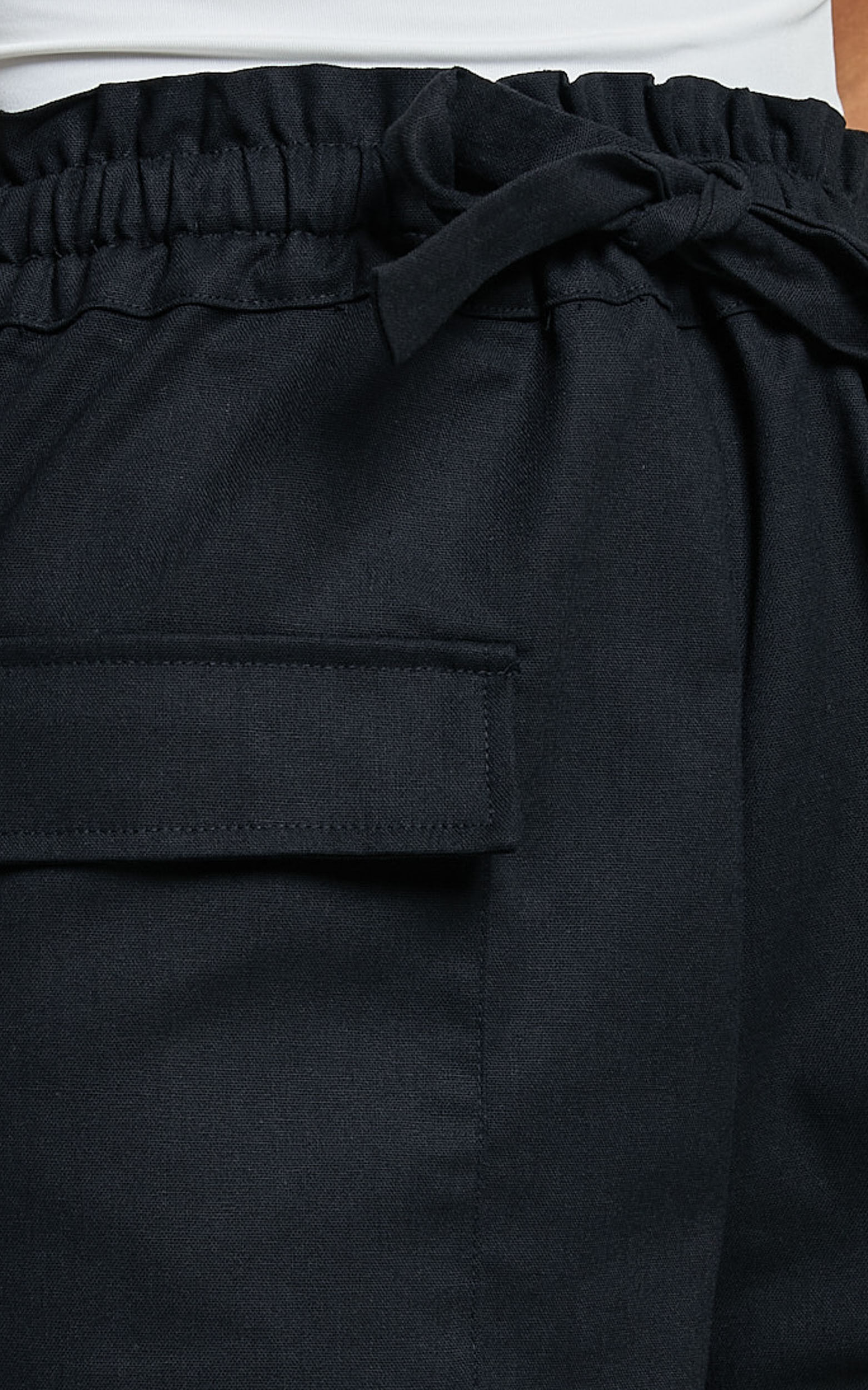 Simpson Pants Linen Look Tie Waist Pocket Detail Cargo Pants in