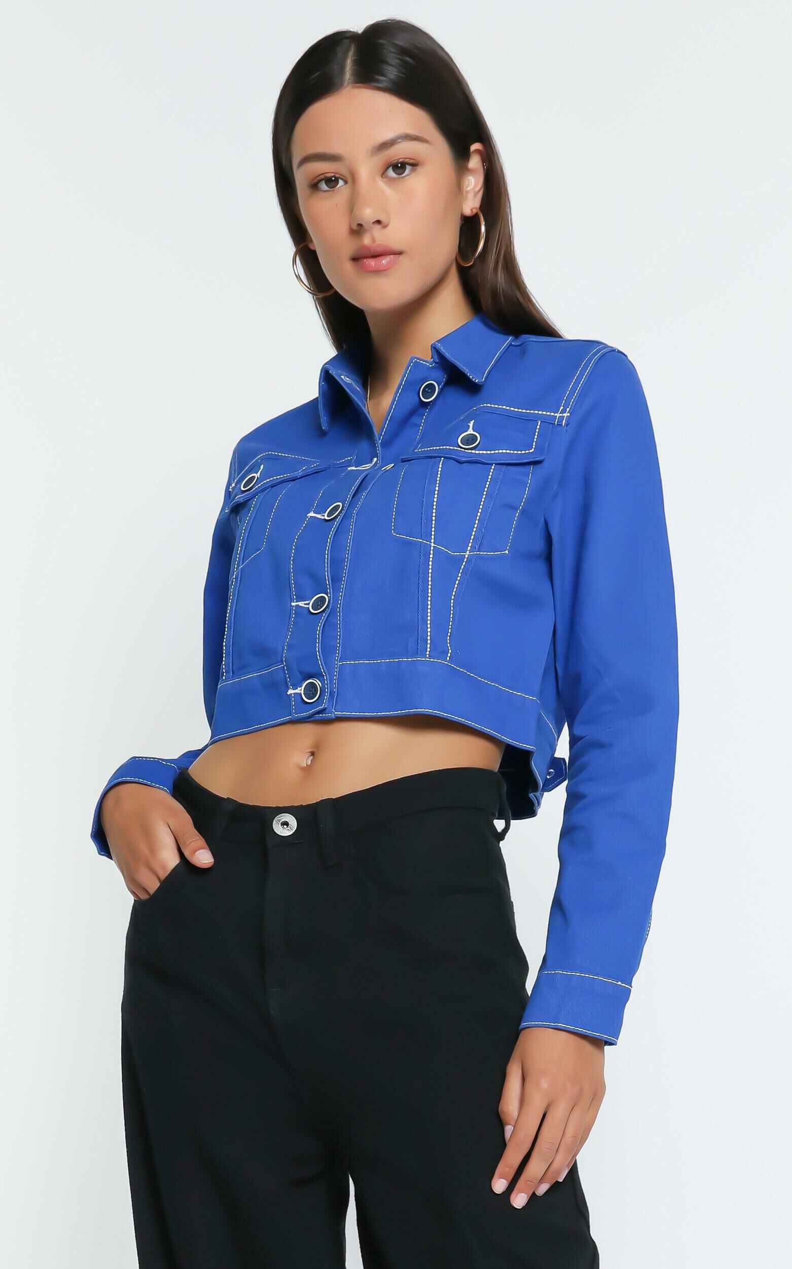 Cobalt blue denim jacket top
