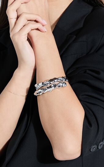 Dale Bracelet - Textured Wrap Bracelet in Silver