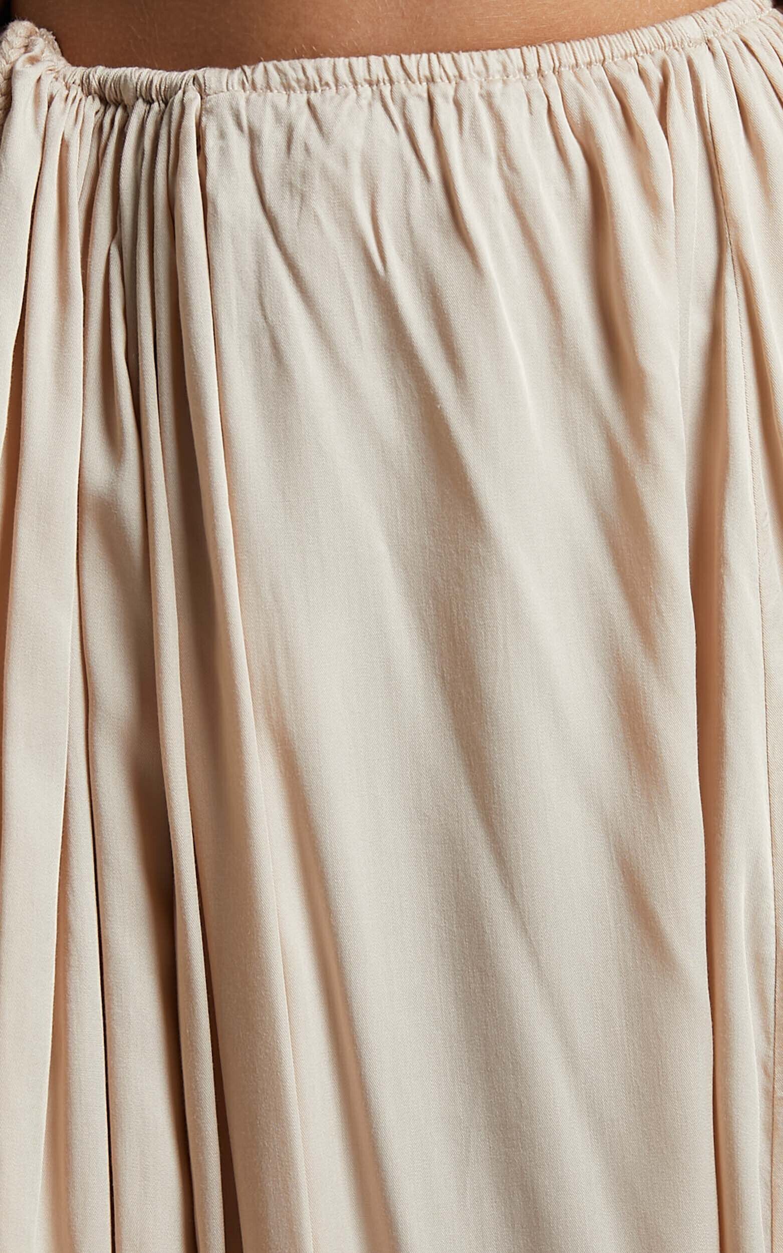 Under The Twilight Maxi Skirt - Thigh Split Skirt in Beige | Showpo USA